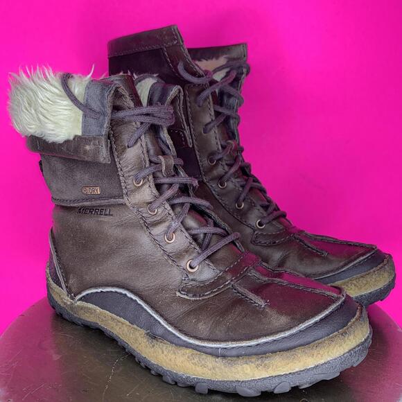 Merrell Tremblant Mid Polar Waterproof Brown Leather Lace-Up Hiking Boot Sz 7 - Picture 1 of 8